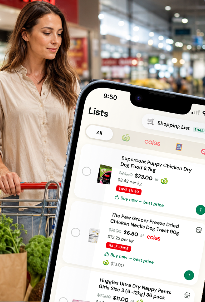 Shopper comparing prices in-store with ShopAround